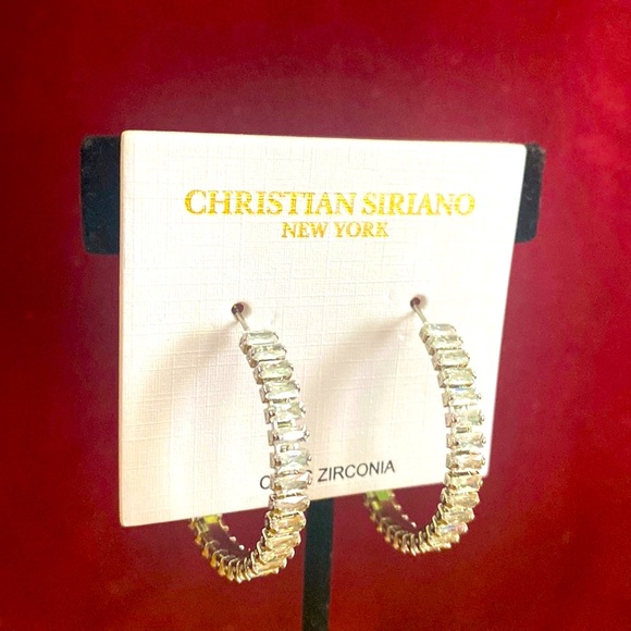 Christian Siriano Cubic Zirconia 1-1/4" Hoop Earrings - Picture 3 of 14